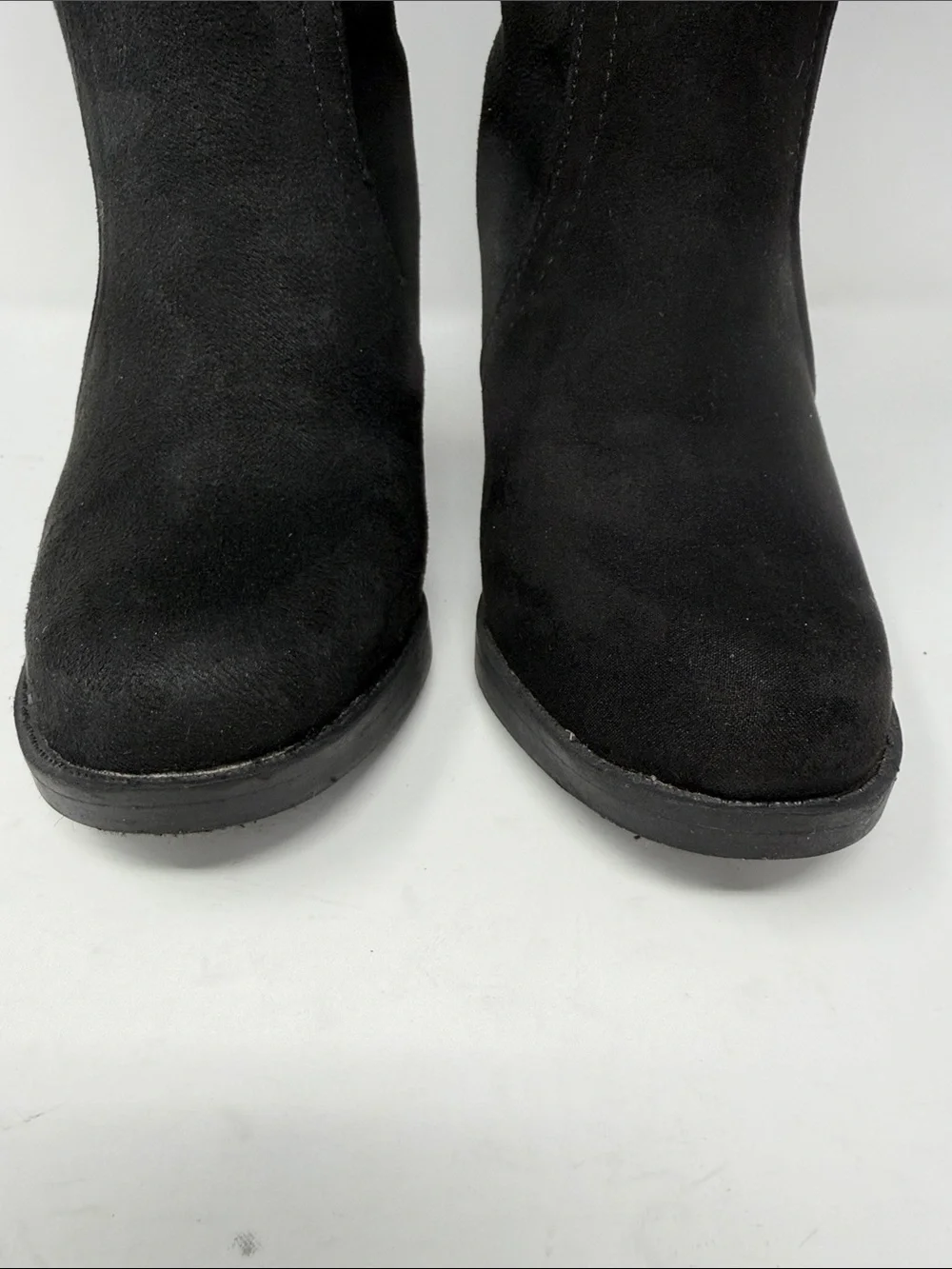 Kohl's Black  Suede-Look Boots with Silver Side Zipper Size 6